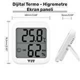 VIT 4'lü İç Mekan Dijital Isı ve Nem Ölçer Beyaz Termometre WVT17-03