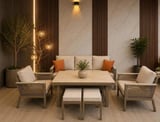 Kanyon Metal Bahçe Balkon Teras Koltuk Takımı 3+1+1+Masa+2 Adet Puf