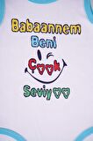 YENİ SEZON BABAANNEM BENİ ÇOK SEVİYO YAZILI PAMUK BEBEK BADİ ZIBIN