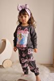 KIZ ÇOCUK BARBİE VE MİCKEY BASKILI BİSİKLET YAKA EŞOFMAN TAKIMI
