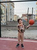 ERKEK ÇOCUK YAPRAK DESENLİ BİSİKLET YAKA PAMUK EŞOFMAN TAKIMI