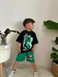 ERKEK ÇOCUK MINECRAFT PAMUK DESENLİ ŞORTLU TAKIM