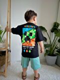 ERKEK ÇOCUK MINECRAFT DESENLİ PAMUK ŞORTLU TAKIM