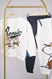 YENİ SEZON PEANUST SNOOPY MODELLİ BİSİKLET YAKA PAMUK EŞOFMAN TAKIMI