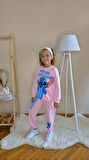 KIZ ÇOCUK STITCH MODELLİ BİSİKLET YAKA PAMUK EŞOFMAN TAKIMI