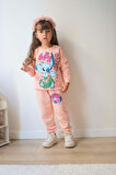 KIZ ÇOCUK STITCH MODELLİ BİSİKLET YAKA PAMUK EŞOFMAN TAKIMI