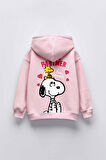 KIZ ÇOCUK SNOOPY BASKILI KAPÜŞONLU MANŞETLİ SWEATSHİRT