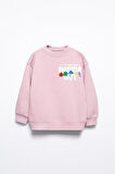 KIZ ÇOCUK TERS YÜZ MODELLİ BİSİKLET YAKA PAMUK SWEAT