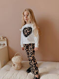 KIZ ÇOCUK KALP MODELLİ TÜL DETAYLI LEOPAR İSPANYOL PAÇA TAYTLI TAKIM