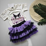 KIZ ÇOCUK KUROMİ DESENLİ TÜTÜ ETEKLİ TAKIM