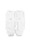 Carter's Layette Bebek 4'lü Beyaz Body - LS Beyaz