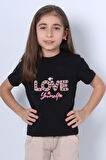 KIZ ÇOCUK TSHİRT LOVE BASKILI BİSİKLET YAKA E26