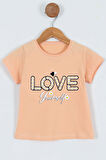 KIZ ÇOCUK TSHİRT LOVE BASKILI BİSİKLET YAKA E26