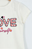 KIZ ÇOCUK TSHİRT LOVE BASKILI BİSİKLET YAKA E26
