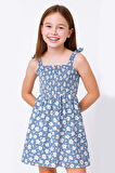 KIZ ÇOCUK ASKILI ELBİSE ÇİÇEK DESENLİ B35 HCM00119