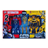 KUTUDA İKİLİ TRANSFORMER SET DÖNÜŞEBİLEN MEGA SET KIRMIZI SARI ROBOT HEM ARABA HEM ROBOT