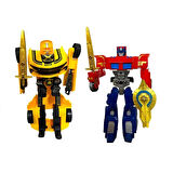 KUTUDA İKİLİ TRANSFORMER SET DÖNÜŞEBİLEN MEGA SET KIRMIZI SARI ROBOT HEM ARABA HEM ROBOT