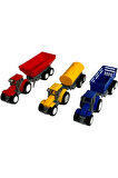 Traktör Oyuncak 3'lü Set Süper Farm Modern Design RÖMORKLU TRAKTÖR SET