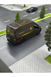 Çek Bırak Diecast Model Araba 10 cm - Mercedes Sprinter Kargo Arabası Ups Metal Açılabilir Kapılı
