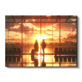 Havalimanı Buluşması - Altın Günbatımı Anime Kanvas Tablo