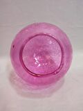GLOB AVİZE CAMI.PEMBE RENKTE.Çatlatılmış desenli.(Çap:15.00cm-Duy yuvası:7.00cm)