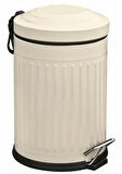 Vintage 12 Lt Yavaş Kapanır Kapaklı Ofis Mutfak Banyo Balkon Çöp Kovası Krem