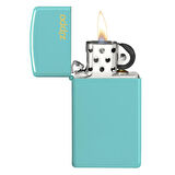 Zippo Slim Flat Turquoise W Logo Çakmak