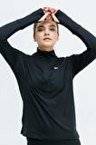 Nike Dri-Fit Element Running Siyah Çeyrek Fermuar Kadın Koşu Üstü
