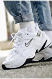  Nike M2K Tekno Leather Sneaker Gerçek Deri Beyaz Kadın Spor Ayakkabısı 