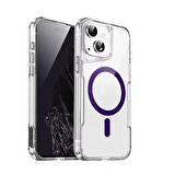 Gpack Apple iPhone 14 Plus Kılıf Magsafe Renkli Şeffaf Sert Mika T-Max ALP