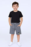 ERKEK ÇOCUK ŞORT CEPLİ DÜZ RENK BASKILI RAHAT KALIP E34