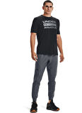 Under Armour O Yaka Düz Siyah - Gri Erkek T-Shirt 1329582-UA TEAM ISSUE WORDMARK SS