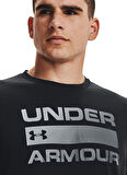 Under Armour O Yaka Düz Siyah - Gri Erkek T-Shirt 1329582-UA TEAM ISSUE WORDMARK SS