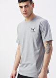 Under Armour O Yaka Düz Gri Erkek T-Shirt 1326799-036-S-STYLE LEFT CHEST SS