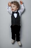 Erkek Bebek Takım Elbise Gri Yelekli Alt Üst Takım