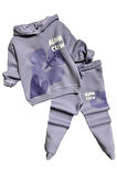 Kız Çocuk Aloha Crew Digital Baskı Kapüşonlu Lila Eşofman Takım