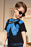Erkek Çocuk W Harf Why Not Baskılı T-Shirt Mavi Şortlu Takım
