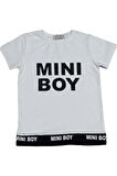 Erkek Çocuk Mini Boy Yazı ve Şerit Detaylı T-shirt Kolsuz Siyah Yelek Eşofman Takım