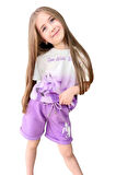 Kız Çocuk Üzeri Digital At ve Yazı Baskılı Lila Şortlu Takım