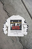 ''Sın Zombieland'' Vintage Offwhite Longsleeve Uzun Kol T-shirt