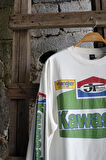 Overdrive Unisex Beyaz Uzun Kollu Kawasaki Racing Motorcu Tişörtü