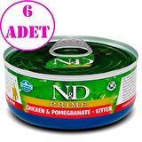 ND Prime Tahılsız Kitten Tavuklu Narlı Yavru Kedi Konservesi 70 Gr 6 AD