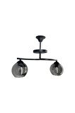 Fuji Siyah 2'li Füme Camlı Avize | Kaliteli Modern Metal Avize