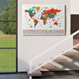 Harita Sepeti Türkçe Dünya Haritası Ülke Bayrak ve Başkentli Kanvas Tablo 1922