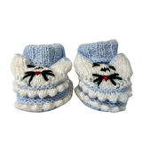 Uretti - Çiğdem 1390 6717 El Örgüsü Tavşan Desenli Mavi Bebek Patik / 12 - 24 Ay