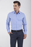 Slim Fit Desenli 100% Pamuk Uzun Kol Manşetli Gömlek