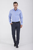 Slim Fit Desenli 100% Pamuk Uzun Kol Manşetli Gömlek