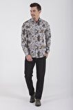 Desenli Slim Fit Yeşil Gömlek | S