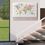 Harita Sepeti Türkçe Dünya Haritası Ülke Bayrak ve Başkentli Kanvas Tablo 1924