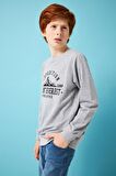 Expedition Baskılı Erkek Çocuk Sweatshirt Gri Melanj